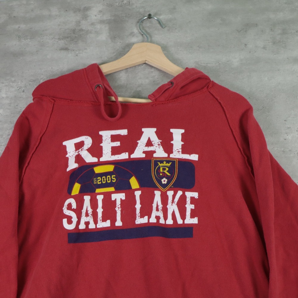 y2k Real Salt Lake Hoodie Cropped Red Soccer Graphic Mens M